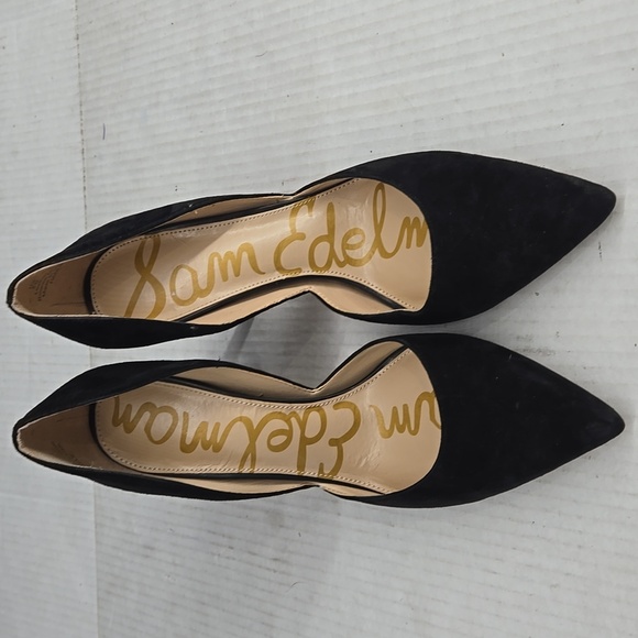 Sam Edelman Black Suede Harlie Heels 8 - Picture 3 of 7